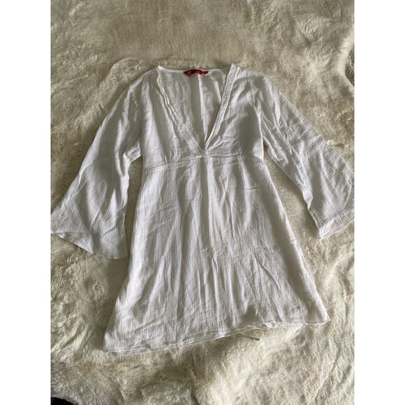 Arnaldo White Cotton Gauze  V-Neck Tunic Cover‎ Up 0 - Picture 3 of 10